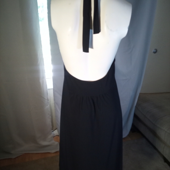 Black Halter Backless Cocktail Sundress - Picture 3 of 3